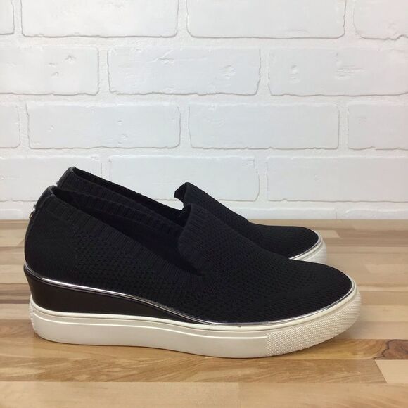 Wishbone Black Wedge Shoes 6.5 Platform Dark Academie silver detail contemporary - Picture 3 of 13